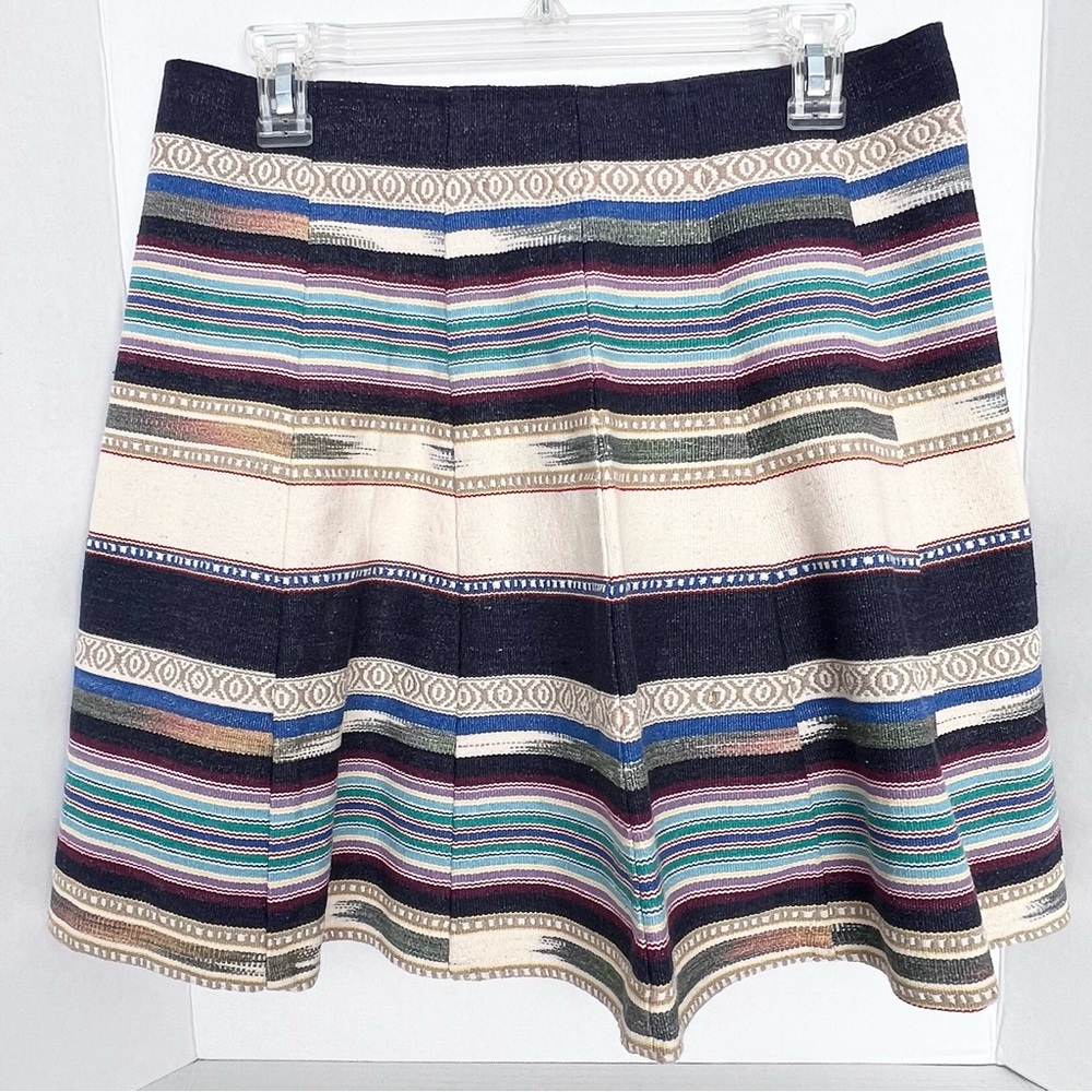 Anthropologie Chloe Oliver Multicolored Flare Skirt 6 Striped Serape Thick Weave